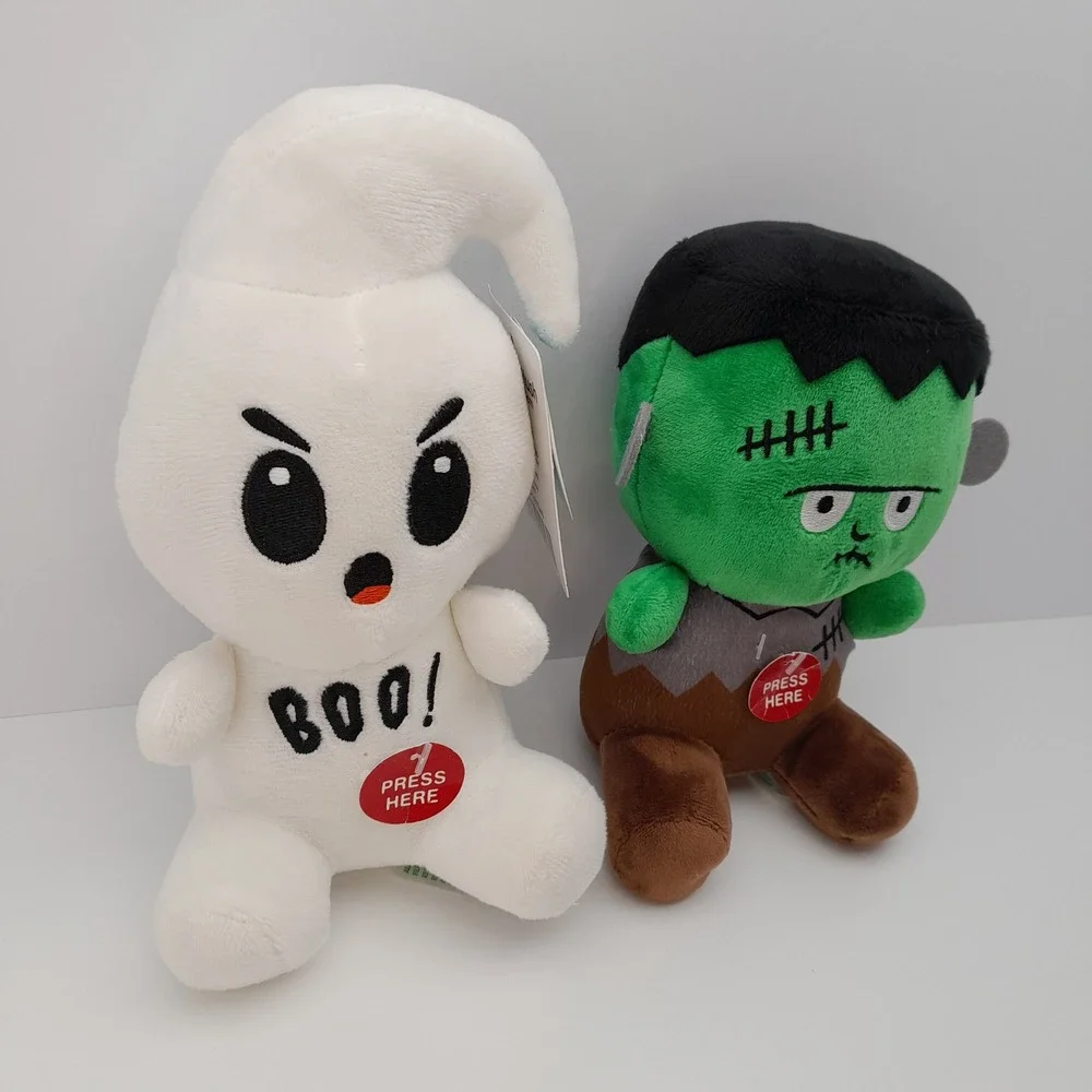 CVS Halloween Talking Plush Set Ghost Frankenstein Sound N Light 6 Inch NWT